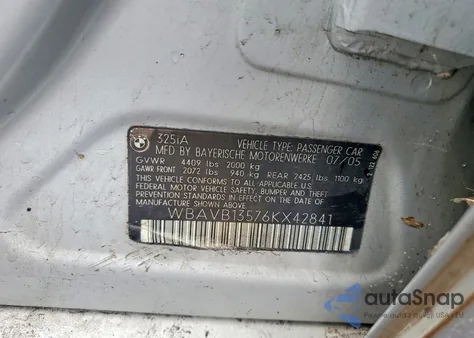 2006 BMW 325 I from USA, damaged, VIN WBAVB13576KX42841